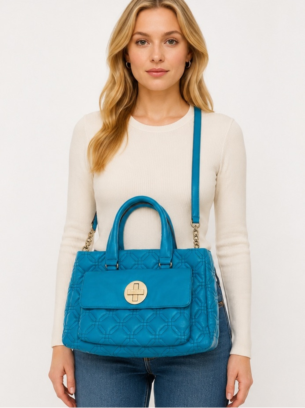 Kate Spade New York Astor Court Lila Quilted Shoulder Bag Deep Turquoise